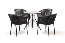 "Конте" обеденная группа на 4 персоны, круглый стол, цвет "серый гранит"