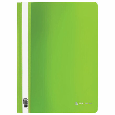 Скоросшиватель пластиковый BRAUBERG, А4, 130/180 мкм, 10 шт. салатовый, 228674
