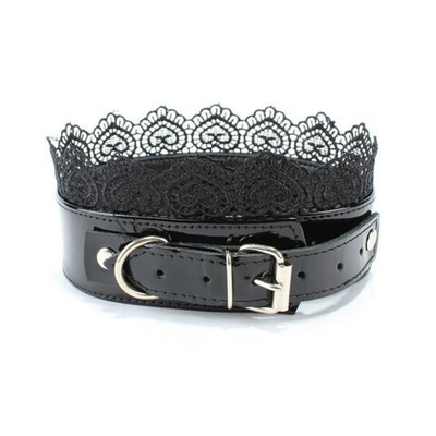 Изящный чёрный ошейник с кружевом (Цвет: черный)