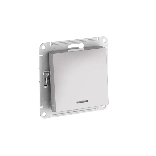 ATLASDESIGN 1-клавишный ПЕРЕКЛЮЧАТЕЛЬ с подсветкой, сх.6а, 10АХ, мех., быстрозажим. клем., АЛЮМИНИЙ