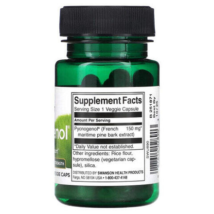 Антиоксиданты Swanson, Пикногенол, суперсила, 150 мг, 30 растительных капсул