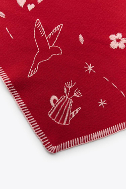 ZARA МАКСИ-БАНДАНА С ВЫШИВКОЙ, КРАСНЫЙ