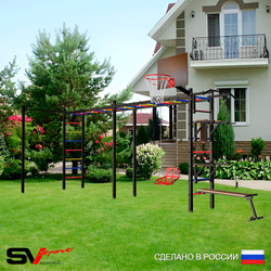 Уличная шведская стенка Sv Sport рукоход х 2 с комплектом турник прямой У54322К (Турник/Брусья/Стойка/Скамья/Со спинкой/Щит баскет)