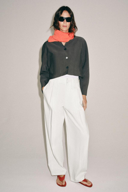 ZARA БРЮКИ-BARREL — ZW COLLECTION, БЕЛЫЙ