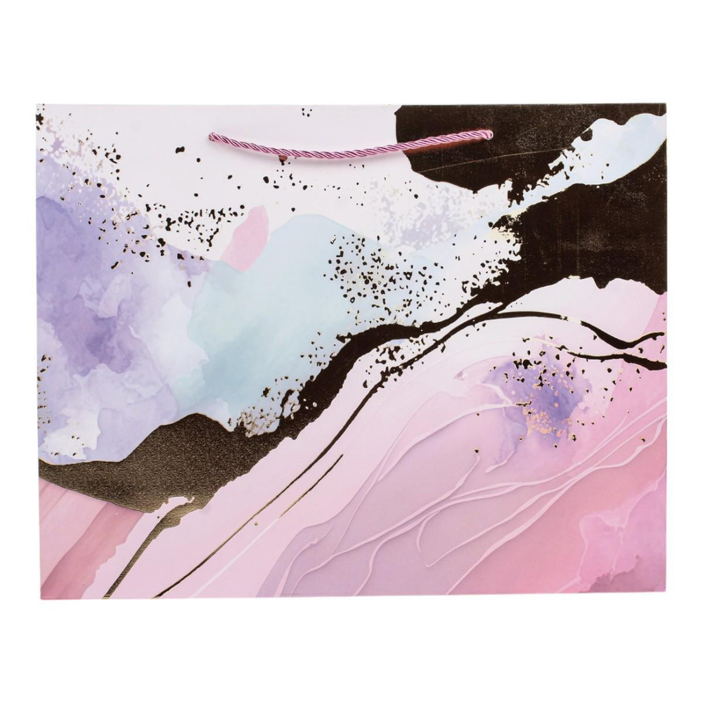 Пакет подарочный "Мрамор" 30*39*11см,тис.золот,паст.цв,ручки-шнурок