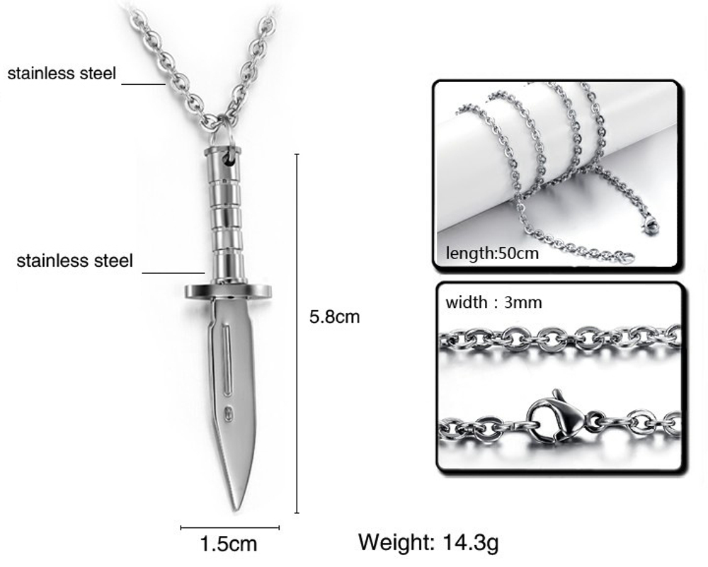 Мужской кулон "Нож" с цепочкой Steelman mn00778
