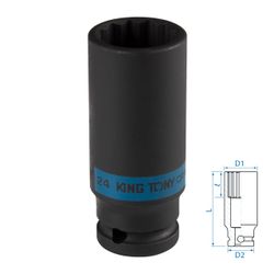 KING TONY (443023M) Головка торцевая ударная глубокая двенадцатигранная 1/2", 23 мм