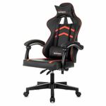 Кресло компьютерное BRABIX "Shooter GM-123", 2 подушки, экокожа, черное/красное, 533190