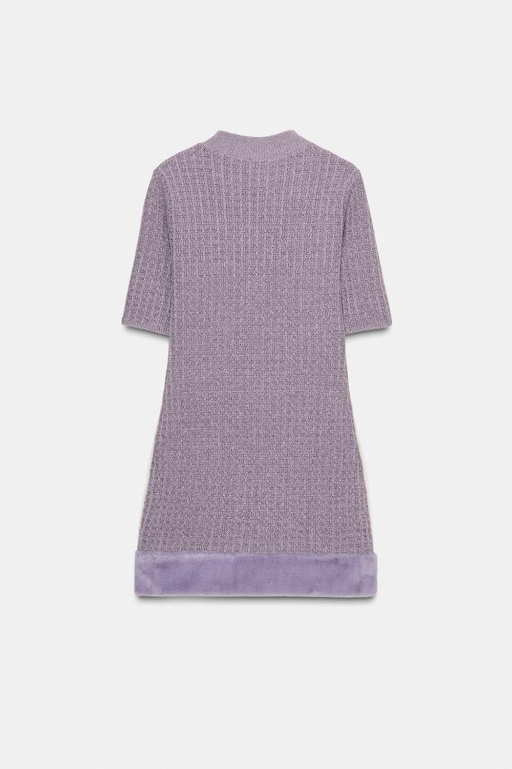 ZARA ПЛАТЬЕ С ФАКТУРНОЙ ОТДЕЛКОЙ И ЭФФЕКТОМ МЕХА, ЛИЛОВЫЙ