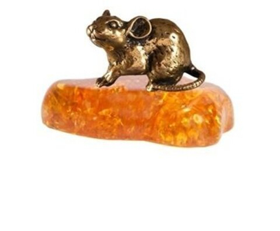Фигурка Мышь маленькая на янтаре (пресс)
