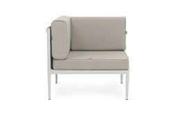 "Касабланка" угловой модуль плетеный из роупа, каркас алюминий светло-серый (RAL7035) муар, роуп серо-коричневый 23мм, ткань бежевая 15052