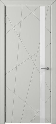 Межкомнатная дверь  VFD (ВФД)  Flitta (Флитта)  Cotton (эмаль светло-серая)  стекло White Gloss  26ДО02