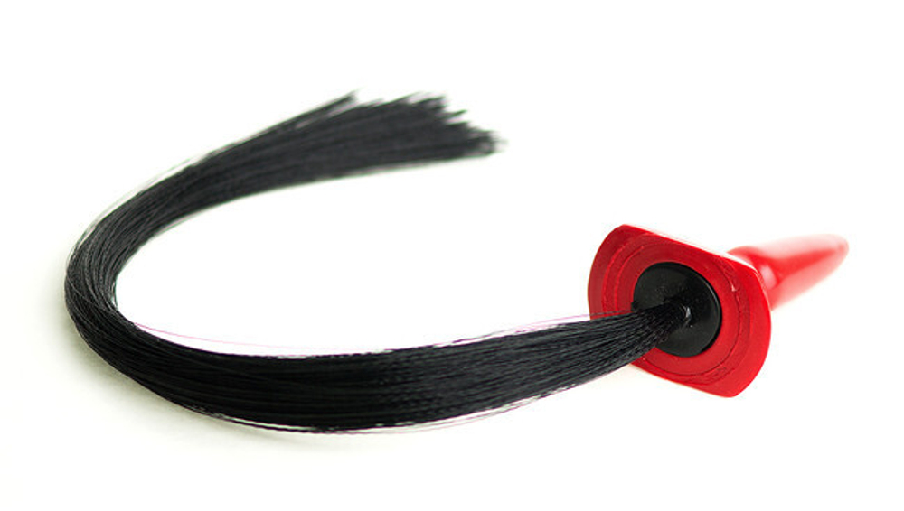 Анальная пробка с хвостом маленькая Pony Play Whip - Small (Цвет: красный с черным)