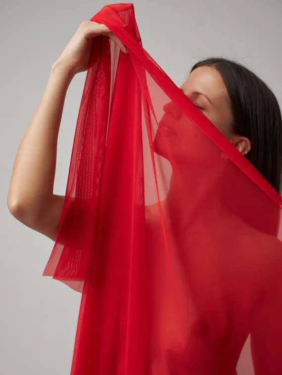 Сетка эластичная Lauma оптом с эффектом голого тела, красный 100