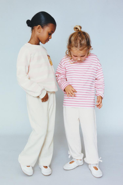 ZARA БРЮКИ-ДЖОГГЕРЫ С ЛАМПАСАМИ И БАНТОМ, ПЕСОЧНЫЙ