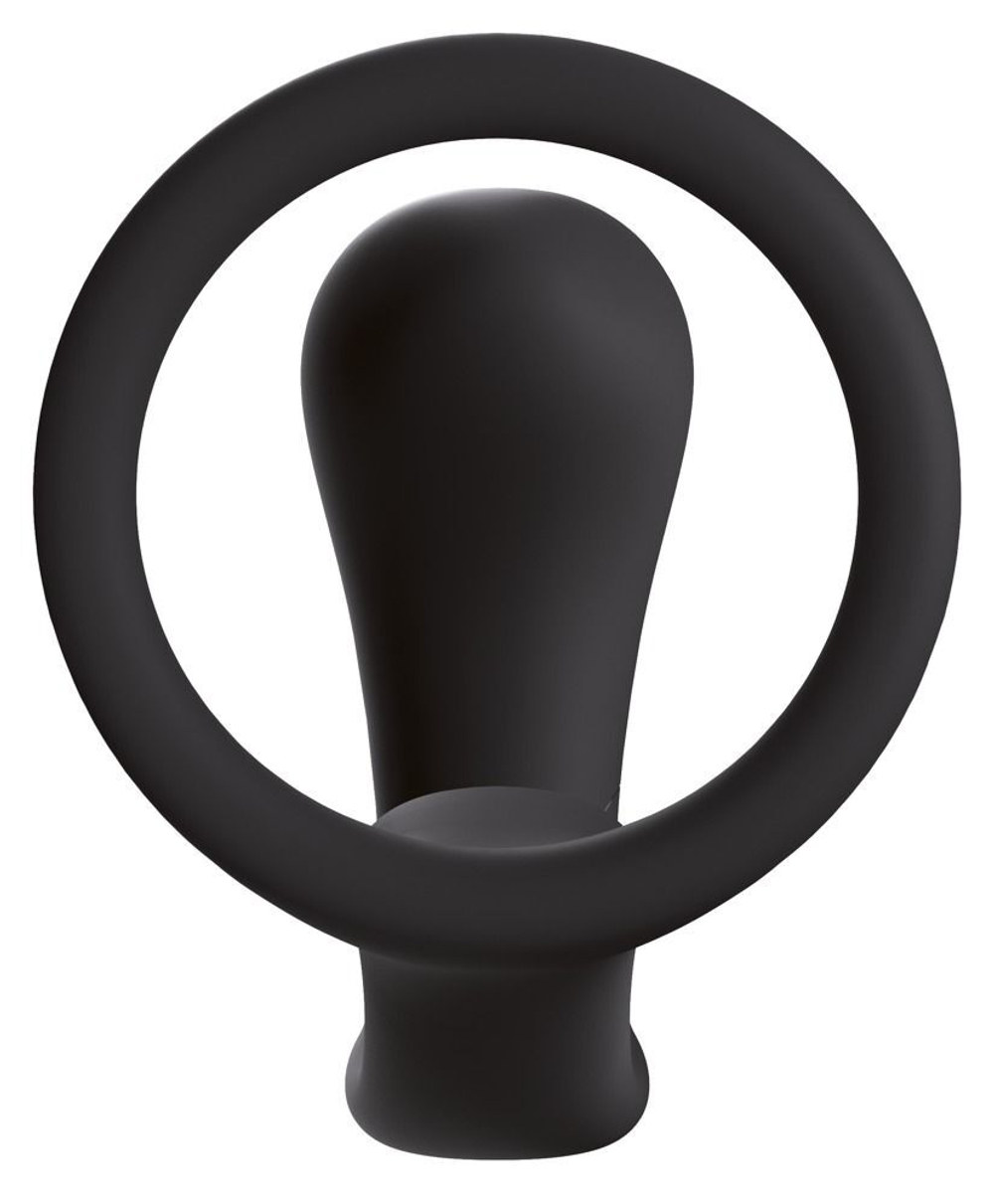 Чёрное эрекционное кольцо с анальной пробкой Bootie Ring (Цвет: черный)