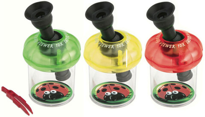 Банка для насекомых Navir «Обзор 360» с микроскопом 10x и пинцетом, прозрачный желтый