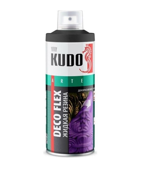 Краска для декоративных работ Kudo Deco Flex жидкая резина чёрная 520 мл