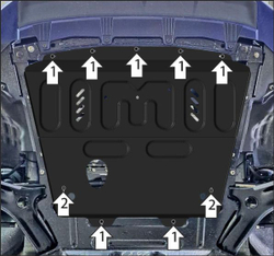 Защита картера двигателя, КПП. 1,5 мм, Сталь. для Lada Vesta 2015-2022, Motodor.52106