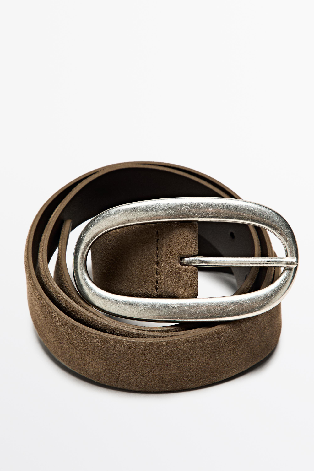Massimo Dutti Ремень из замши, кротово-коричневый
