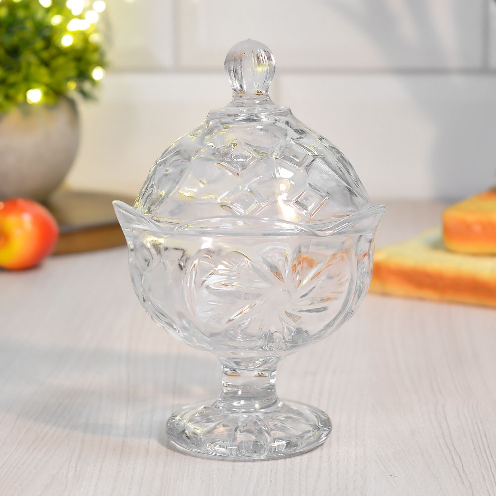 Ваза на ножке с крышкой 170мл 9,5*9,5*14,5см