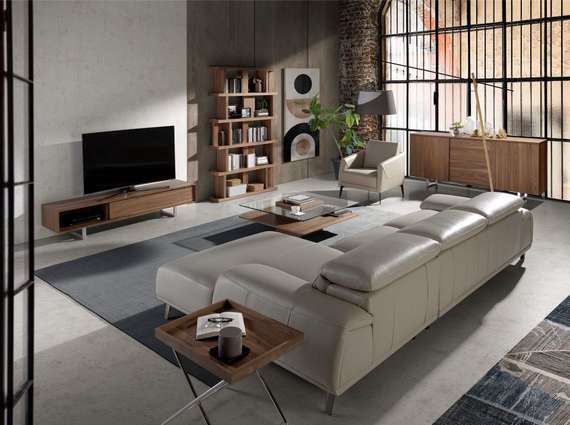 Угловой диван Angel Cerda KF112-R, серая кожа