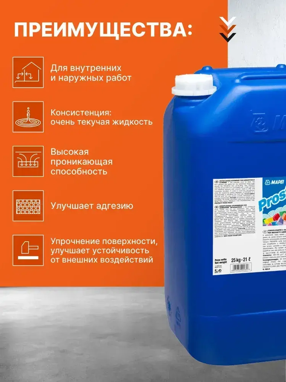 Укрепляющая пропитка для стяжки PROSFAS (ПРОСФАС), 25 кг