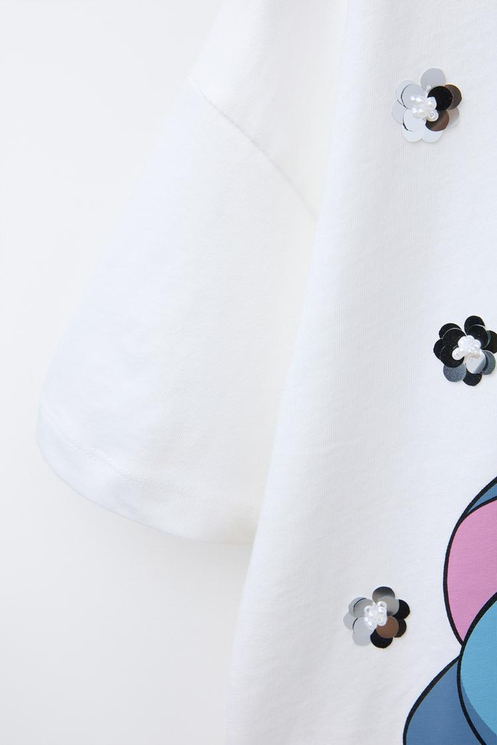 ZARA ФУТБОЛКА С ПРИНТОМ LILO & STITCH © DISNEY, БЕЛЫЙ