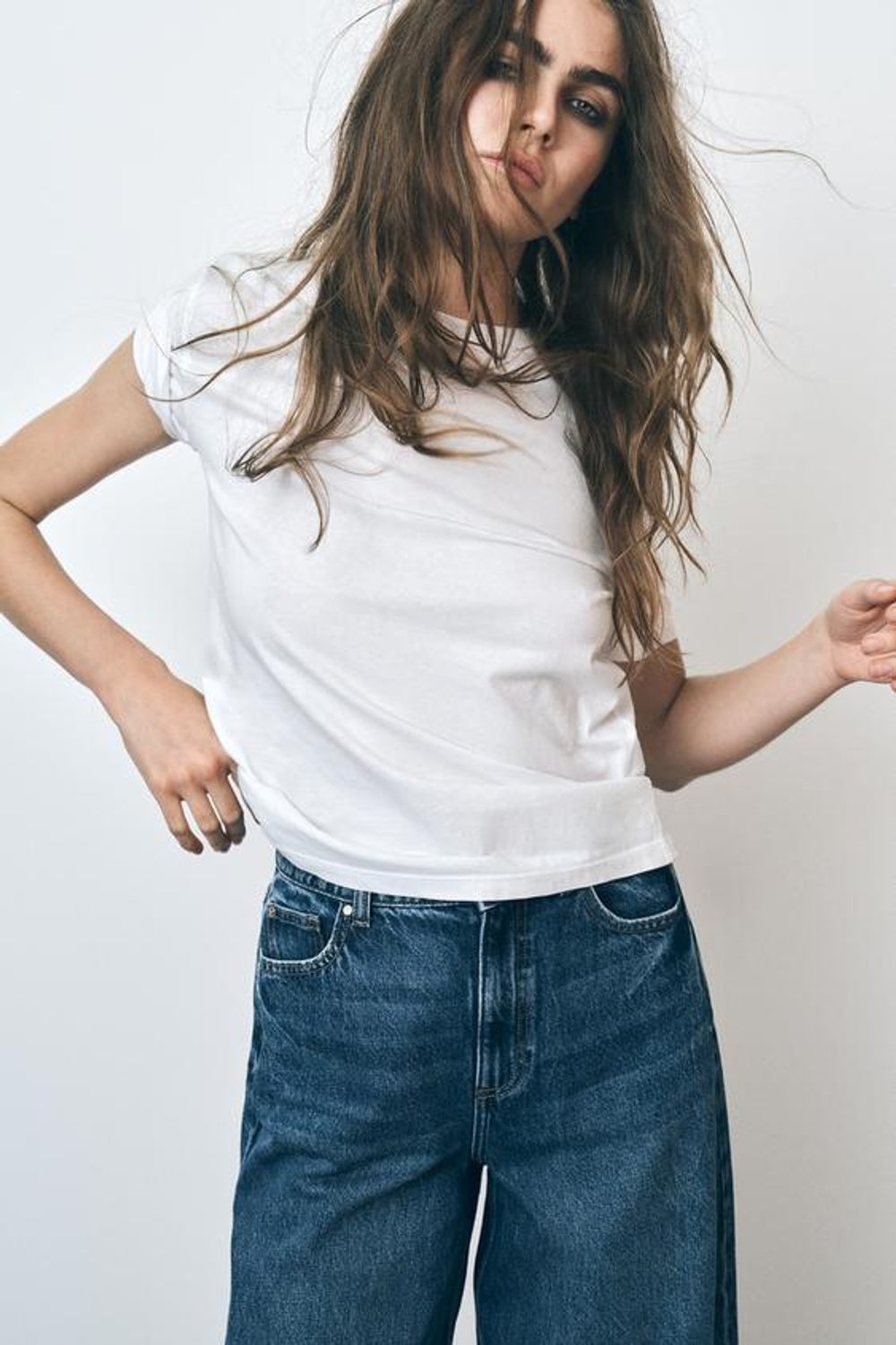 ZARA ДЖИНСЫ Z1975 WIDE LEG FULL LENGTH С ВЫСОКОЙ ПОСАДКОЙ, СИНИЙ