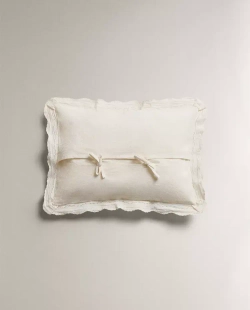 ZARA HOME НАВОЛОЧКА ДЛЯ ДЕКОРАТИВНОЙ ПОДУШКИ ДЛЯ ДЕТЕЙ С ВЫШИВКОЙ, ЖЕЛТОВАТО-БЕЛЫЙ