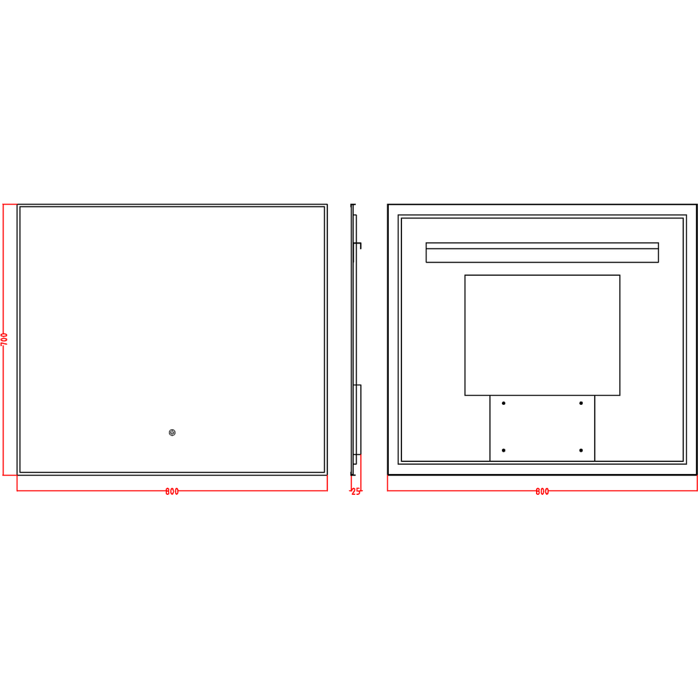Зеркало прямоугольное Armadi Art Modern 80*70см 543-080-CR подсветка, сенсор, антизапотевание, Chrome
