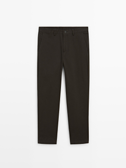 Massimo Dutti Зауженные брюки из хлопка, коричневый