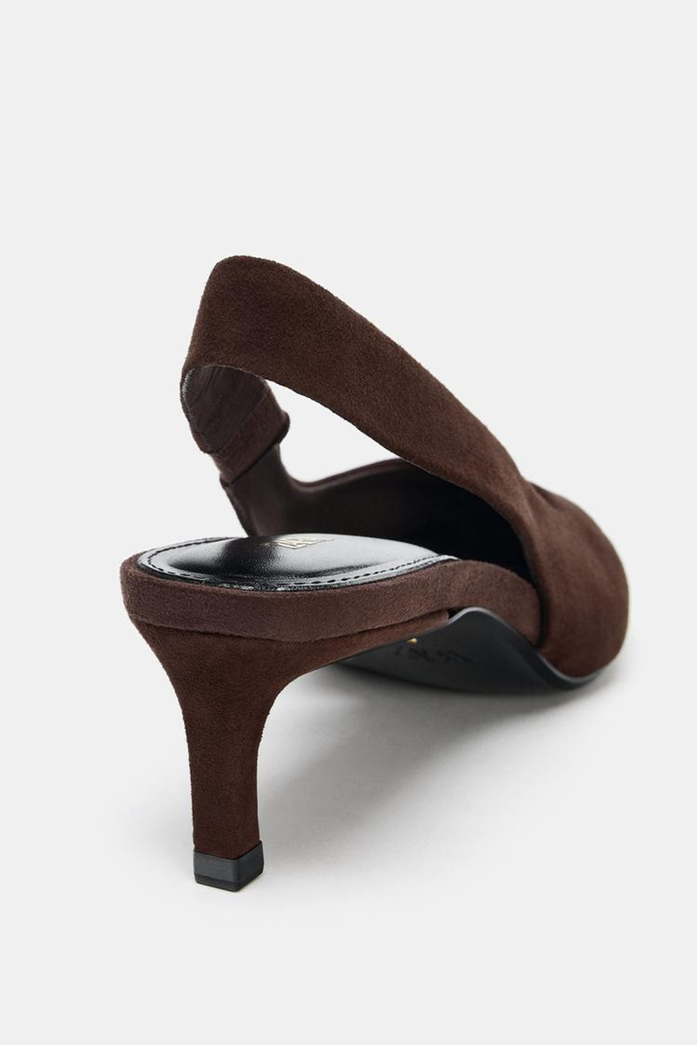 ZARA ТУФЛИ-МЮЛИ ИЗ ЗАМШИ НА СРЕДНЕМ КАБЛУКЕ, ШОКОЛАДНО-КОРИЧНЕВЫЙ