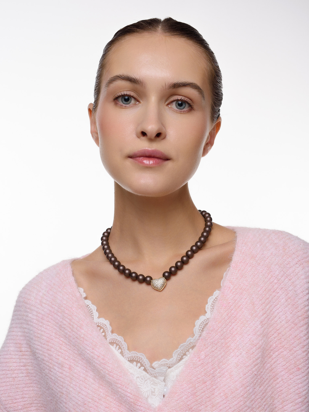 Колье "Autumn Heart Brown" Gold