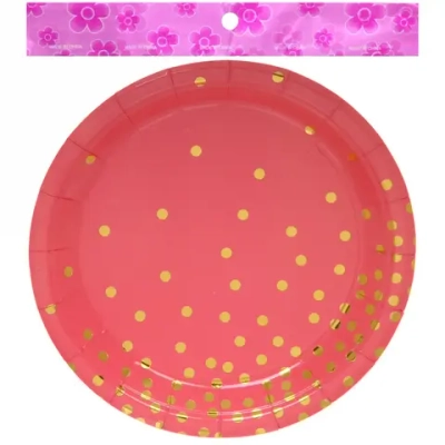 Тарелка бумажная 18 см в наборе 10 шт «Конфетти» красная