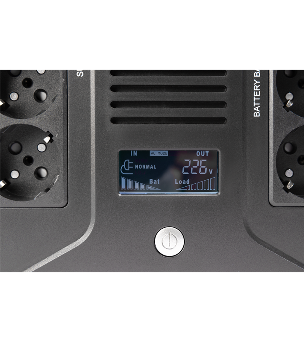SMARTWATT линейно-интерактивный, 1000/600 ВА/Вт, напольный/настенный, LCD дисплей, Shuko CEE7/4 - 8 шт. (4 шт. с резервным питанием, 4 шт. - сетевой фильтр)