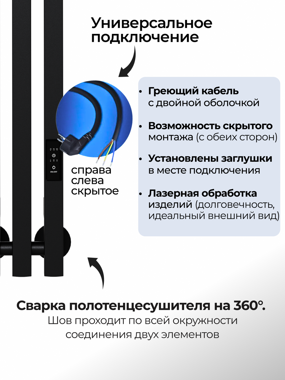 Marco 3 PRO 90 черный - вертикальный электрический полотенцесушитель Терум ®