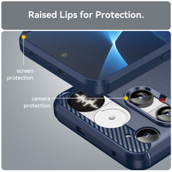 Чехол синего цвета на Nothing Phone 3, мягкий отклик кнопок, серия Carbon (с дизайном под карбон) от Caseport