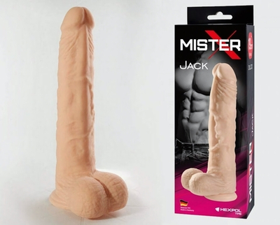 Телесный фаллоимитатор с мошонкой на присоске Jack (Цвет: телесный)