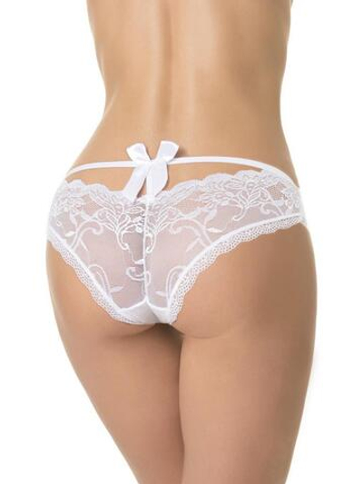 Сексуальные трусики с кружевом и атласным бантом сзади (Размер: L) (Цвет: белый)