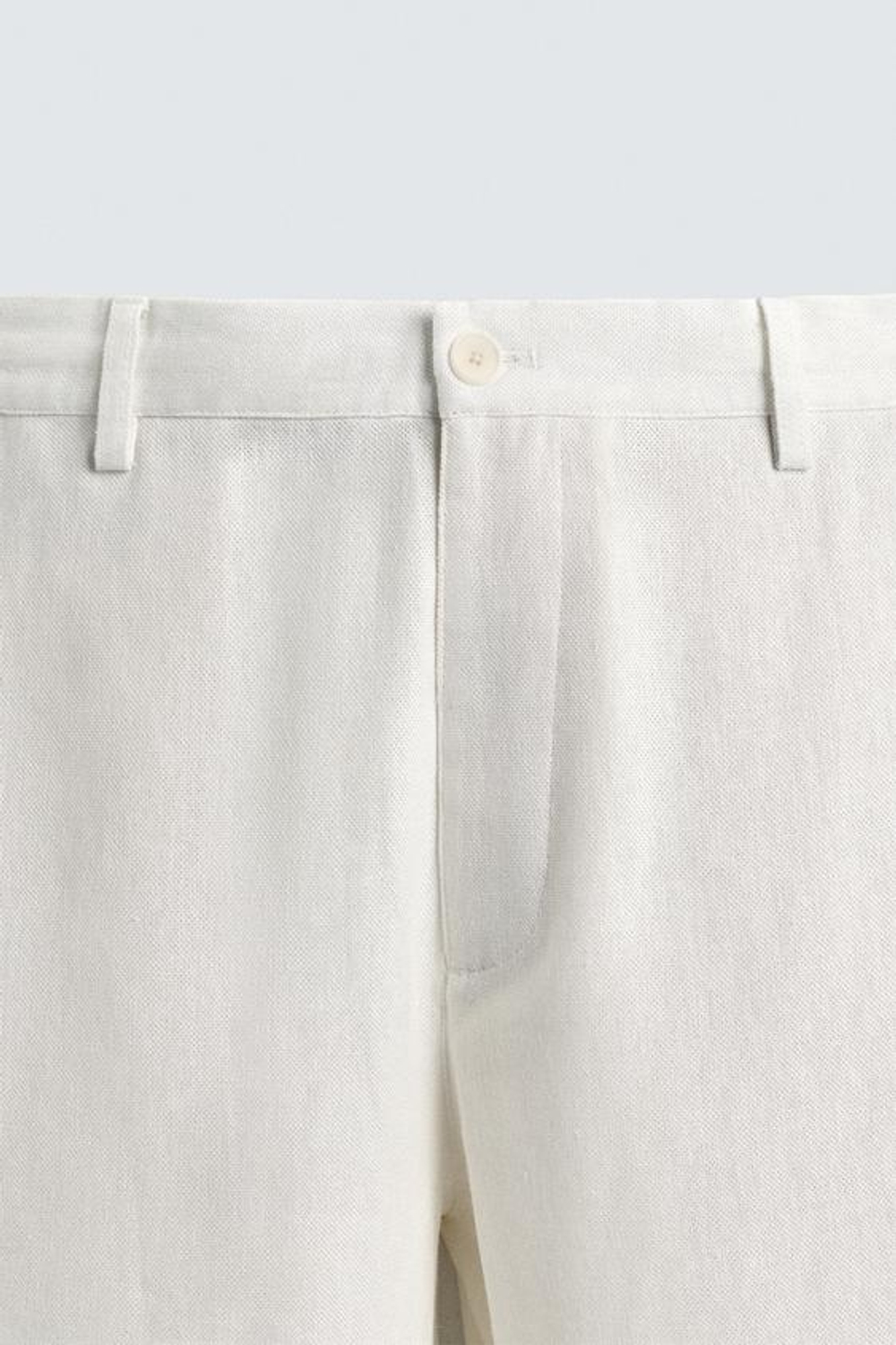 ZARA БРЮКИ RELAXED FIT ИЗ ВИСКОЗЫ И КОНОПЛИ, ЖЕЛТОВАТО-БЕЛЫЙ