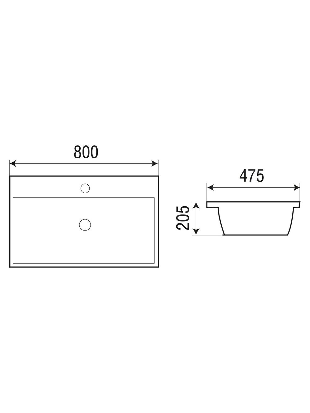 Раковина врезная WeltWasser WW  DEILBACH 7608-80 800х475х205