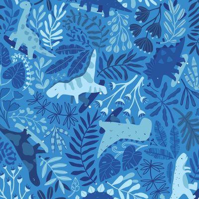 Синие дино на скейте