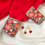 Браслеты-манжеты красные цветы на бежевом фоне, Италия