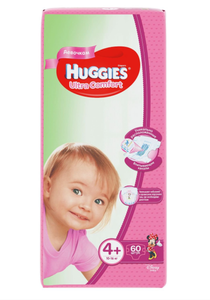 ПОДГУЗНИКИ HUGGIES ULTRA COMFORT 4+ ДЛЯ ДЕВОЧЕК 10-16КГ 17ШТ