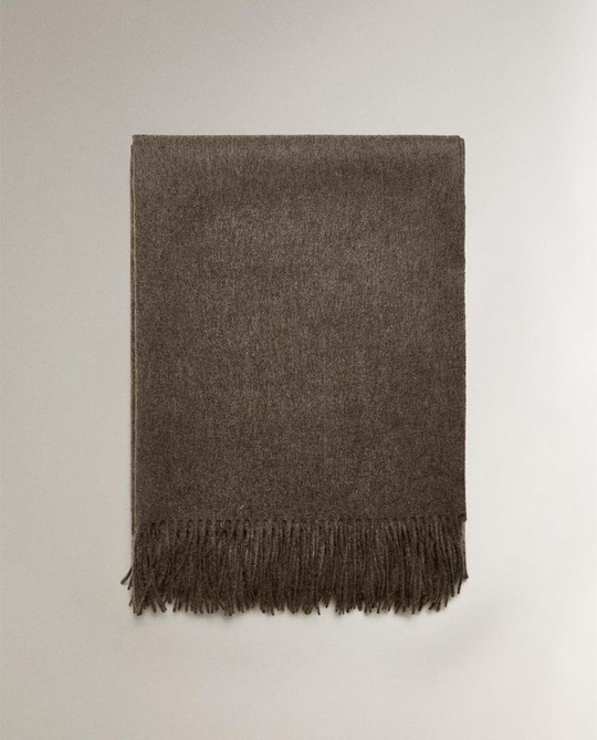 ZARA HOME ПЛЕД ИЗ ШЕРСТИ И КАШЕМИРА, СЕРЫЙ