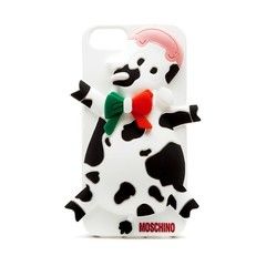 Силиконовый объемный чехол Moschino Коровка для iРhone 4, 4s (Белый)