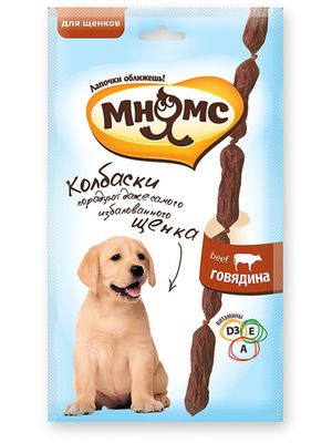 Мягкие колбаски с говядиной для щенков Мнямс