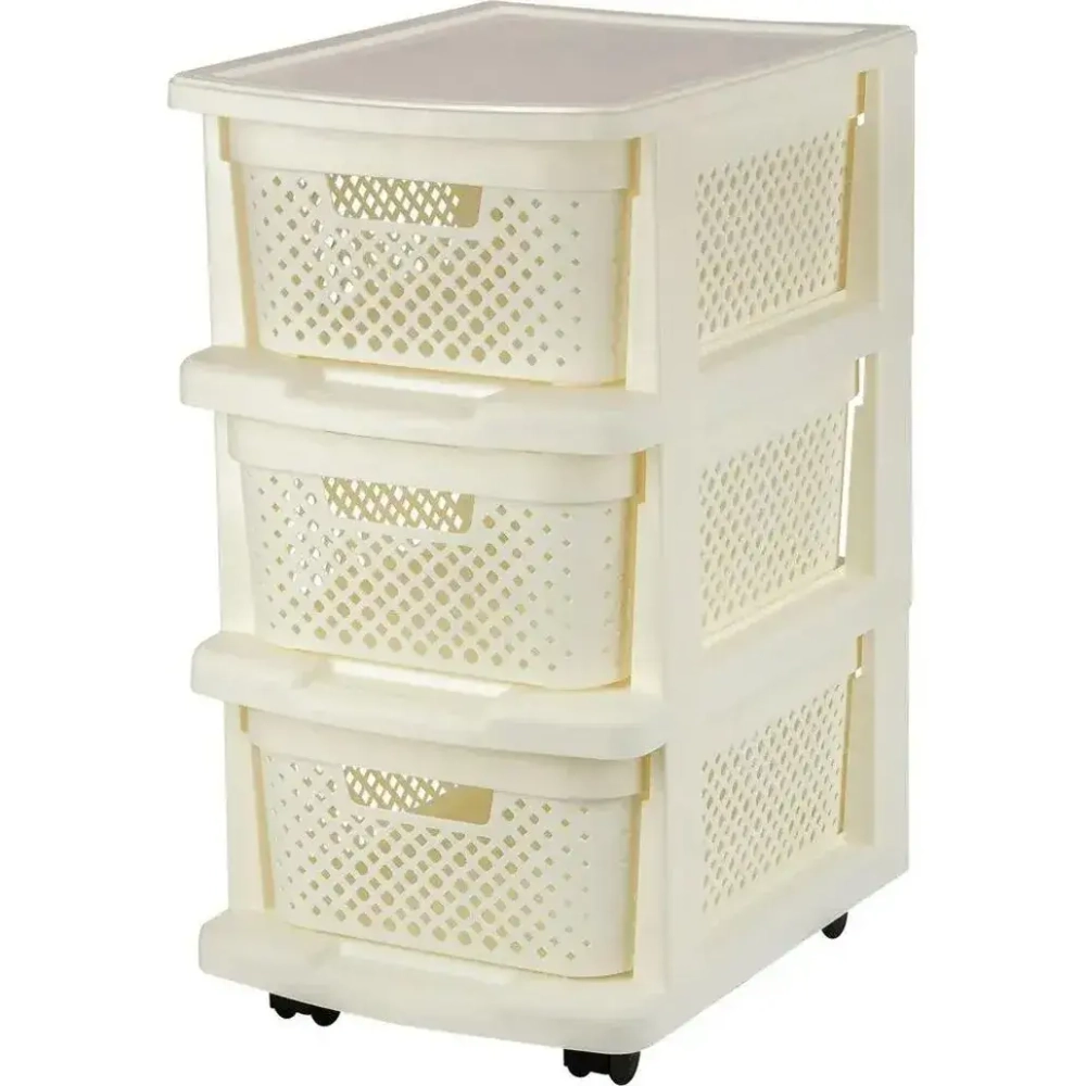 Комод Plast Team STOCKHOLM с корзинами на колесиках трехсекционный 37х56,3см молочный т