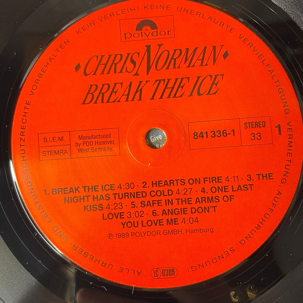 Винтажная виниловая пластинка LP Chris Norman Break The Ice (Германия 1989)